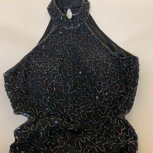N/A Black Beaded Wedding Prom Gown Evening Dress Size 3